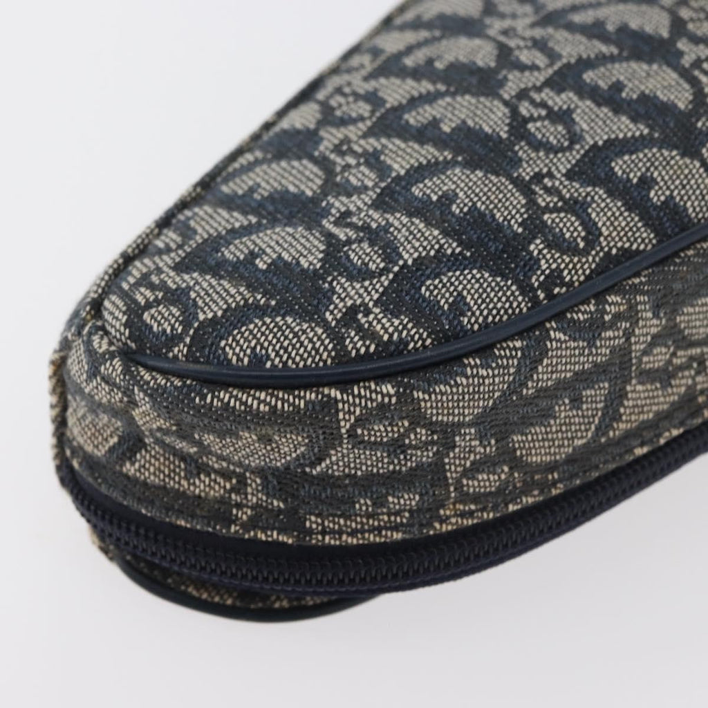 Christian Dior Vintage Saddle Coin Purse Diorissimo Canvas Navy Canvas Clutche & Pouche Bag (Pre-Owned)