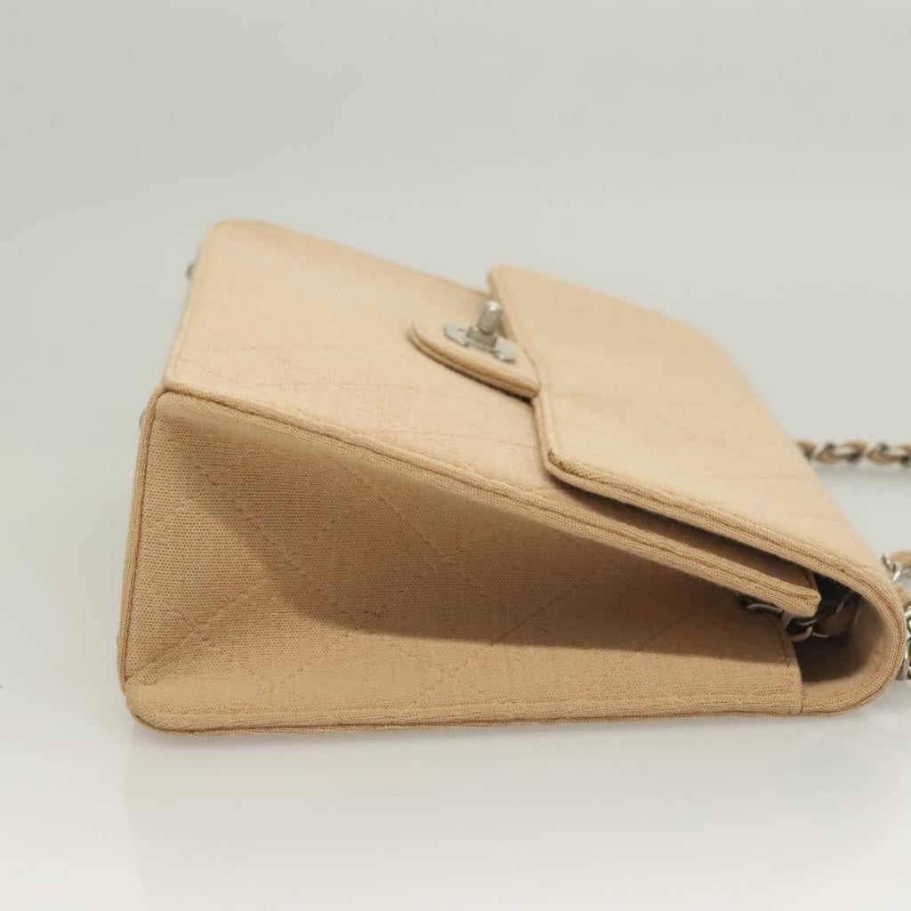 Chanel Matelasse Chain Shoulder Bag Leather Beige Cotton Shoulder Bag Bag