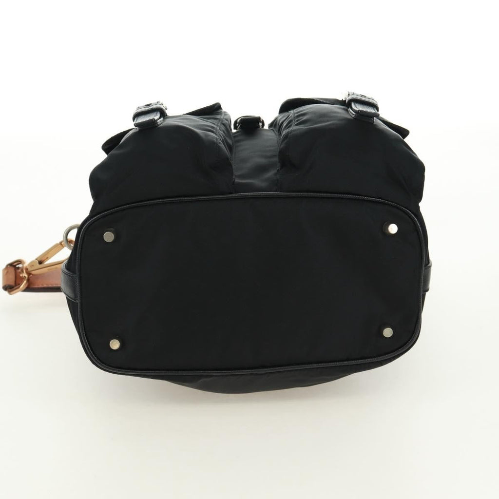 Prada Double Pocket Drawstring Shoulder Bag Tessuto Black Nylon Shoulder Bag Bag