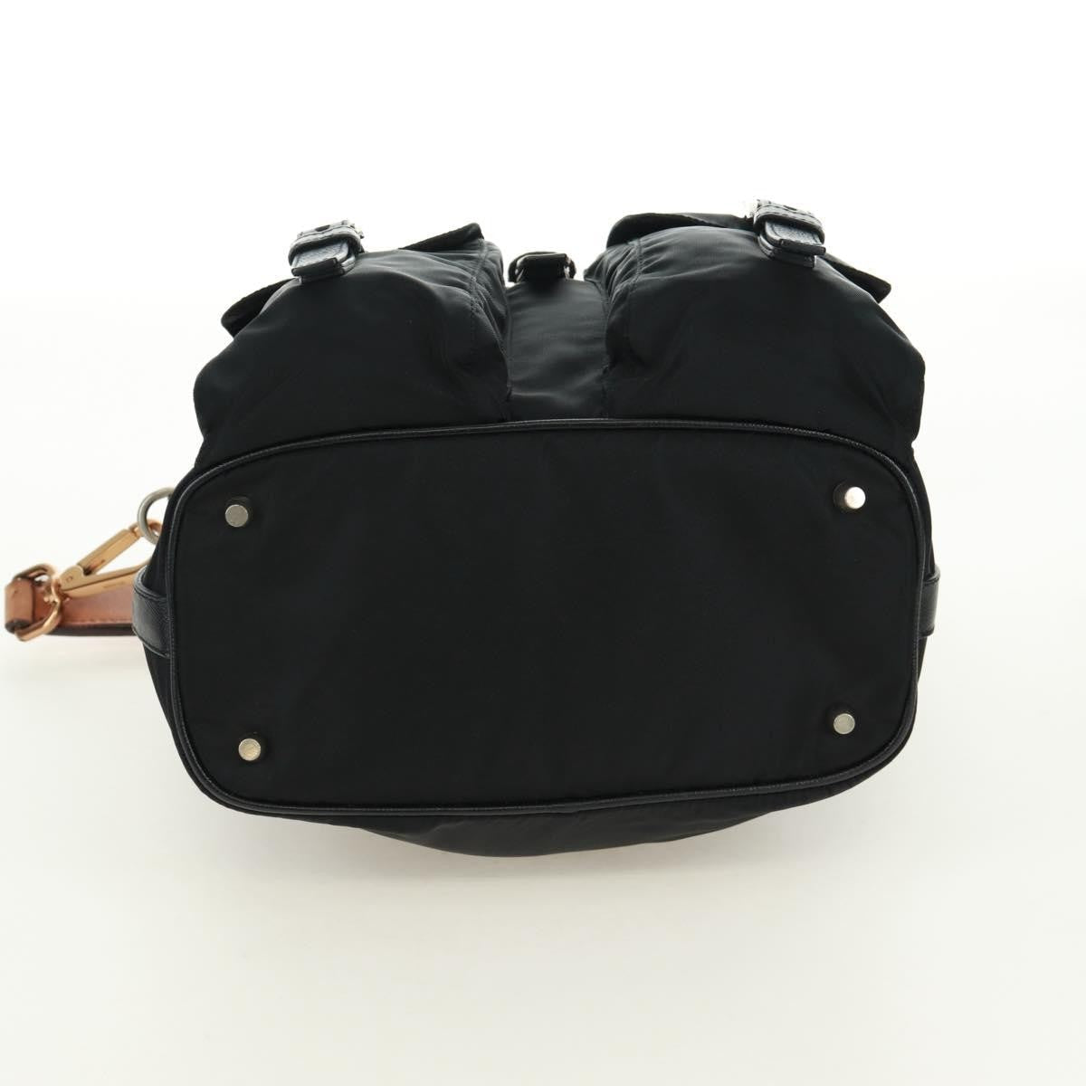 Prada Double Pocket Drawstring Shoulder Bag Tessuto Black Nylon Shoulder Bag Bag