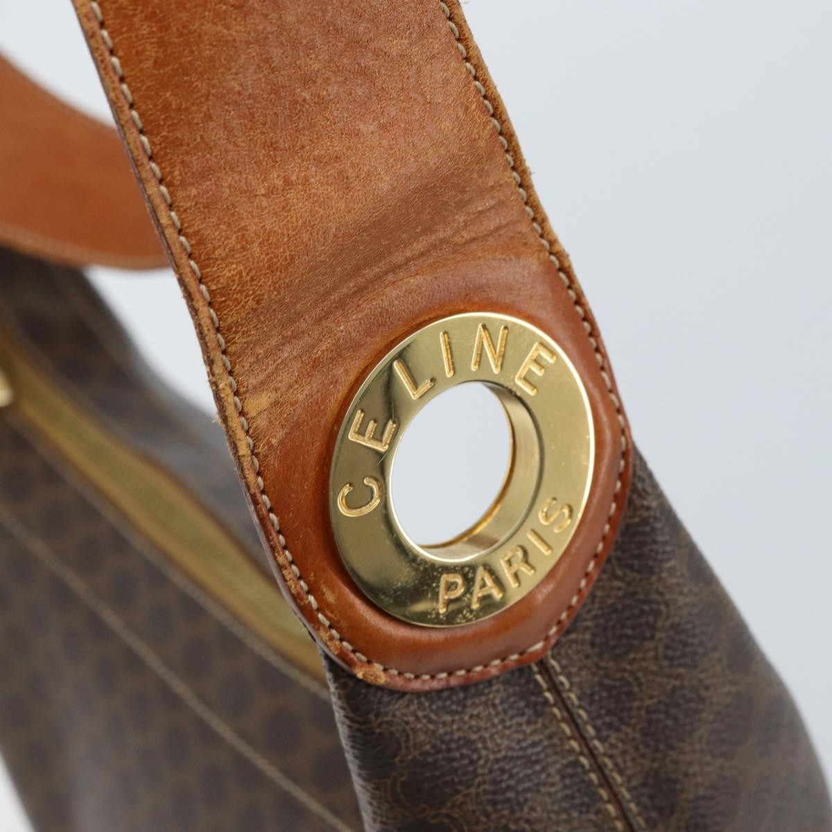 Celine Vintage Macadam Shoulder Bag Canvas And Leather Brown Canvas Shoulder Bag Bag