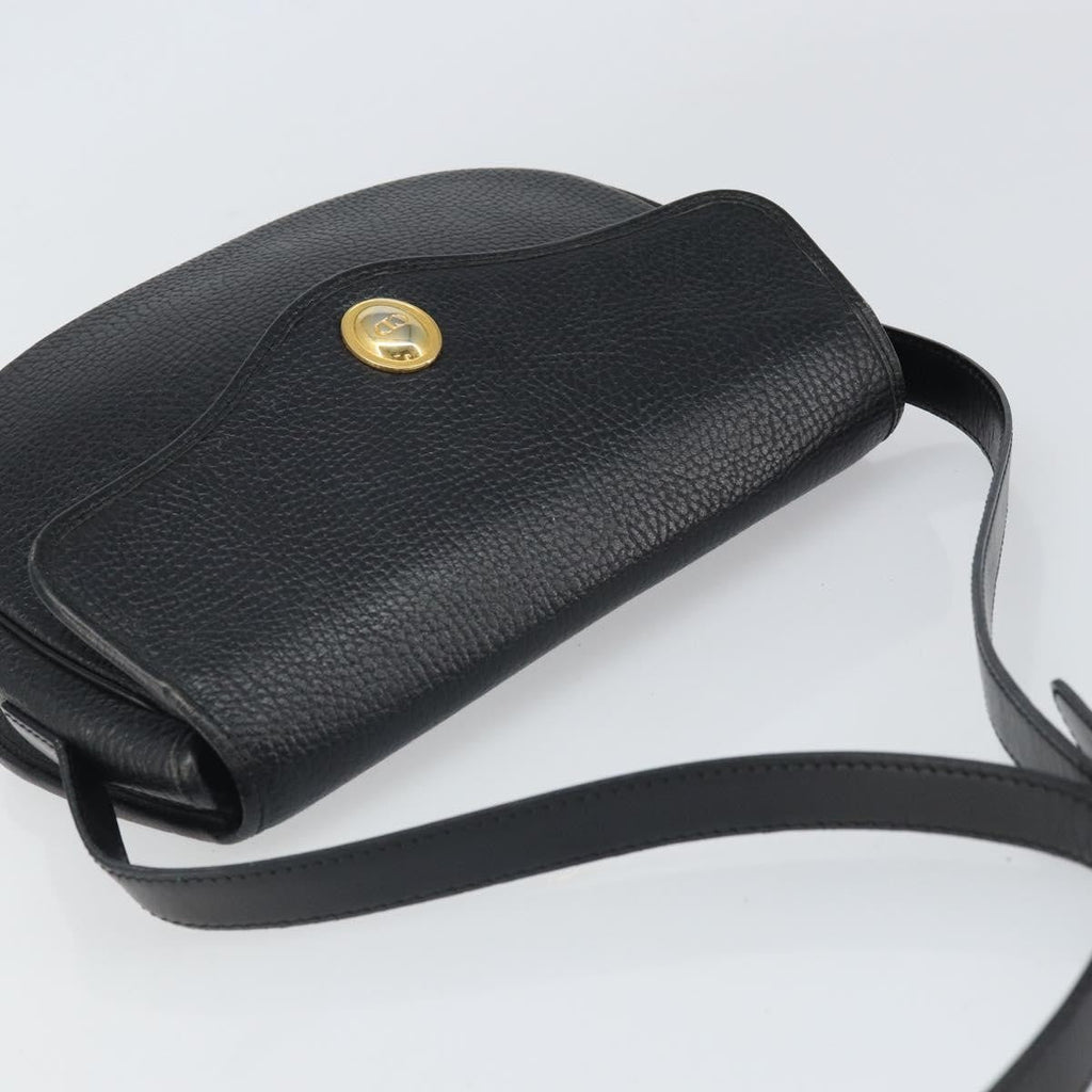 Christian Dior Vintage Cd Logo Shoulder Bag Leather Black Leather Shoulder Bag Bag (Pre-Owned)