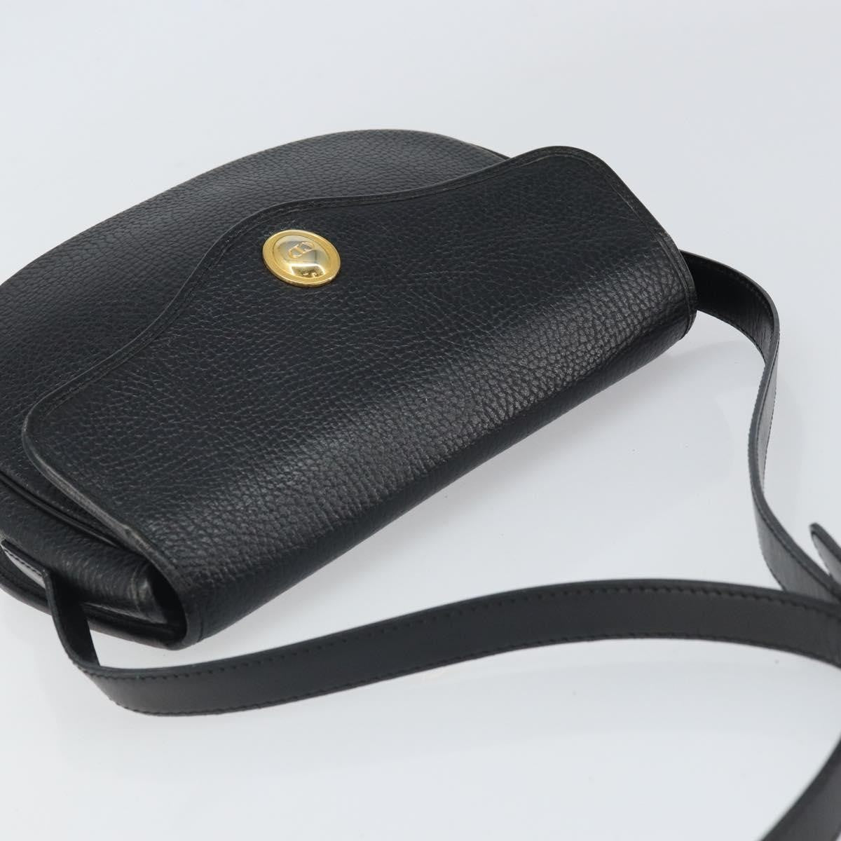 Christian Dior Vintage Cd Logo Shoulder Bag Leather Black Leather Shoulder Bag Bag (Pre-Owned)