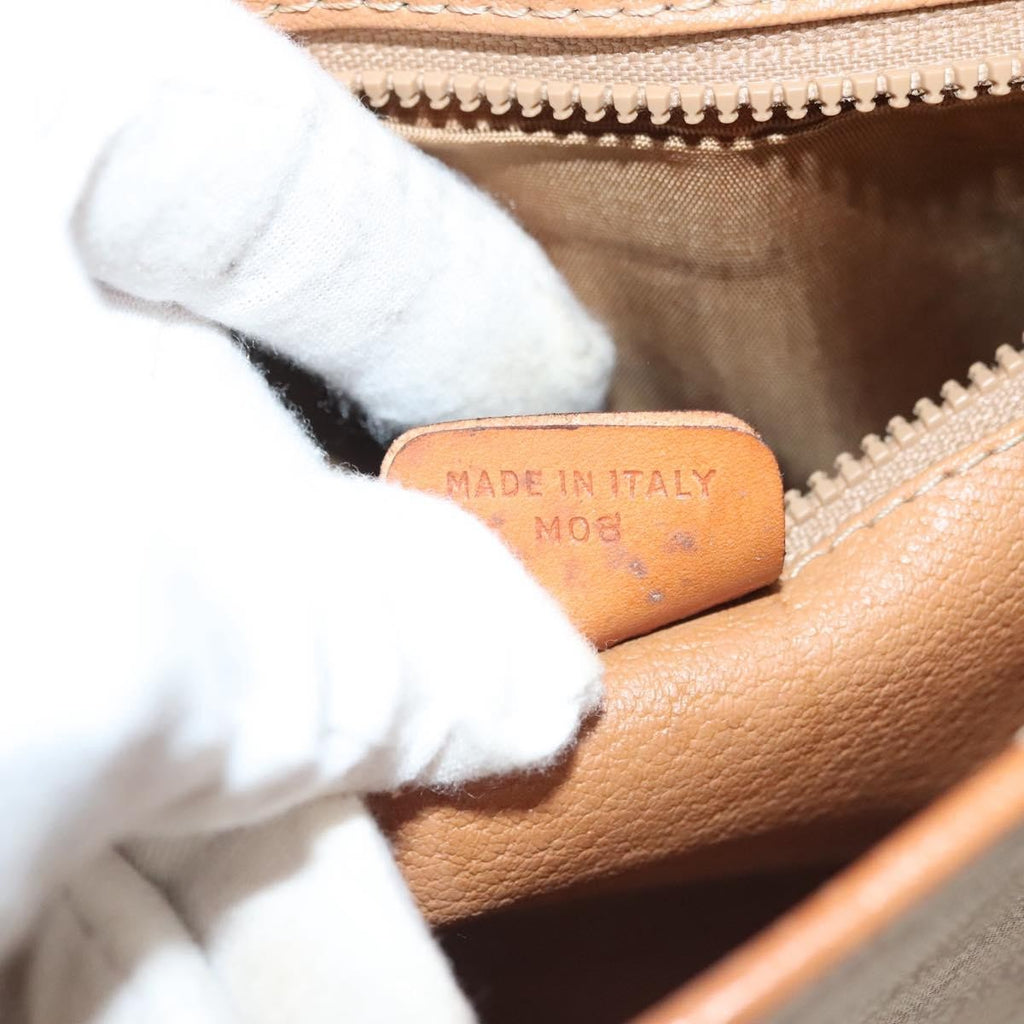 Celine Vintage Macadam Shoulder Bag Canvas And Leather Beige Canvas Bag