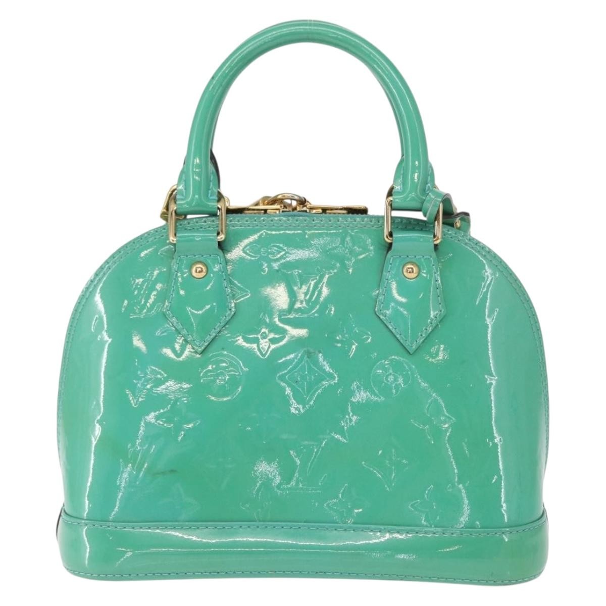 Louis Vuitton Alma Handbag Monogram Vernis Blue Patent_Leather Handbag