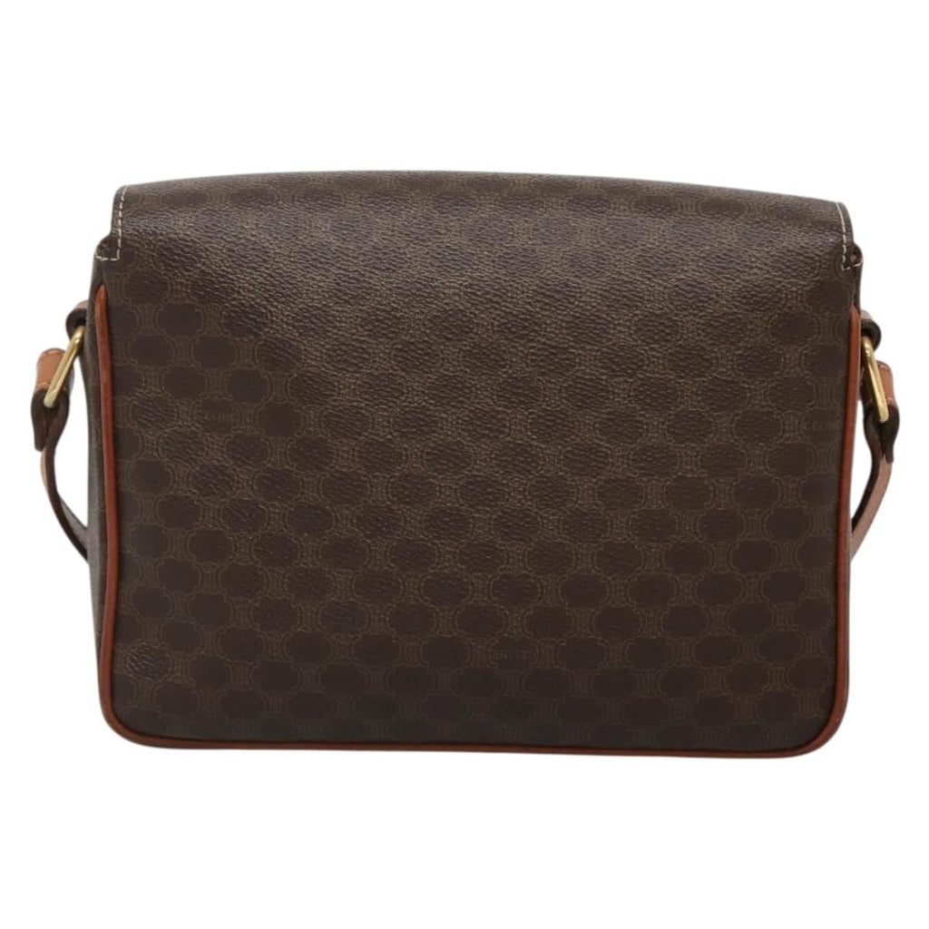 Celine Vintage Macadam Shoulder Bag Canvas And Leather Brown Canvas Shoulder Bag Bag