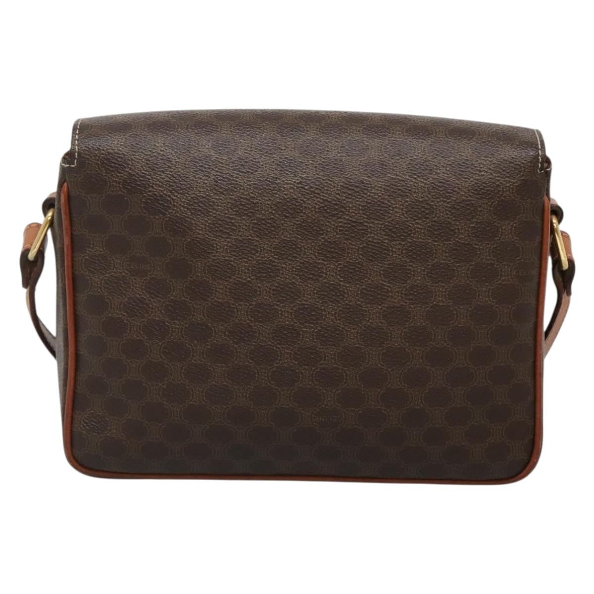 Celine Vintage Macadam Shoulder Bag Canvas And Leather Brown Canvas Shoulder Bag Bag