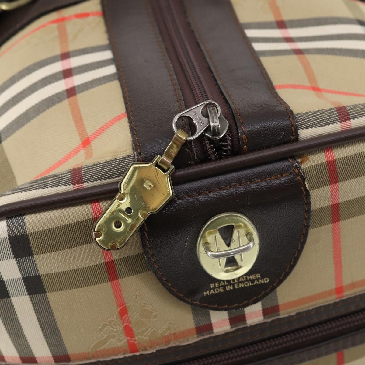 Burberry Vintage Duffle Bag Haymarket Canvas Beige Canvas Travel Bag