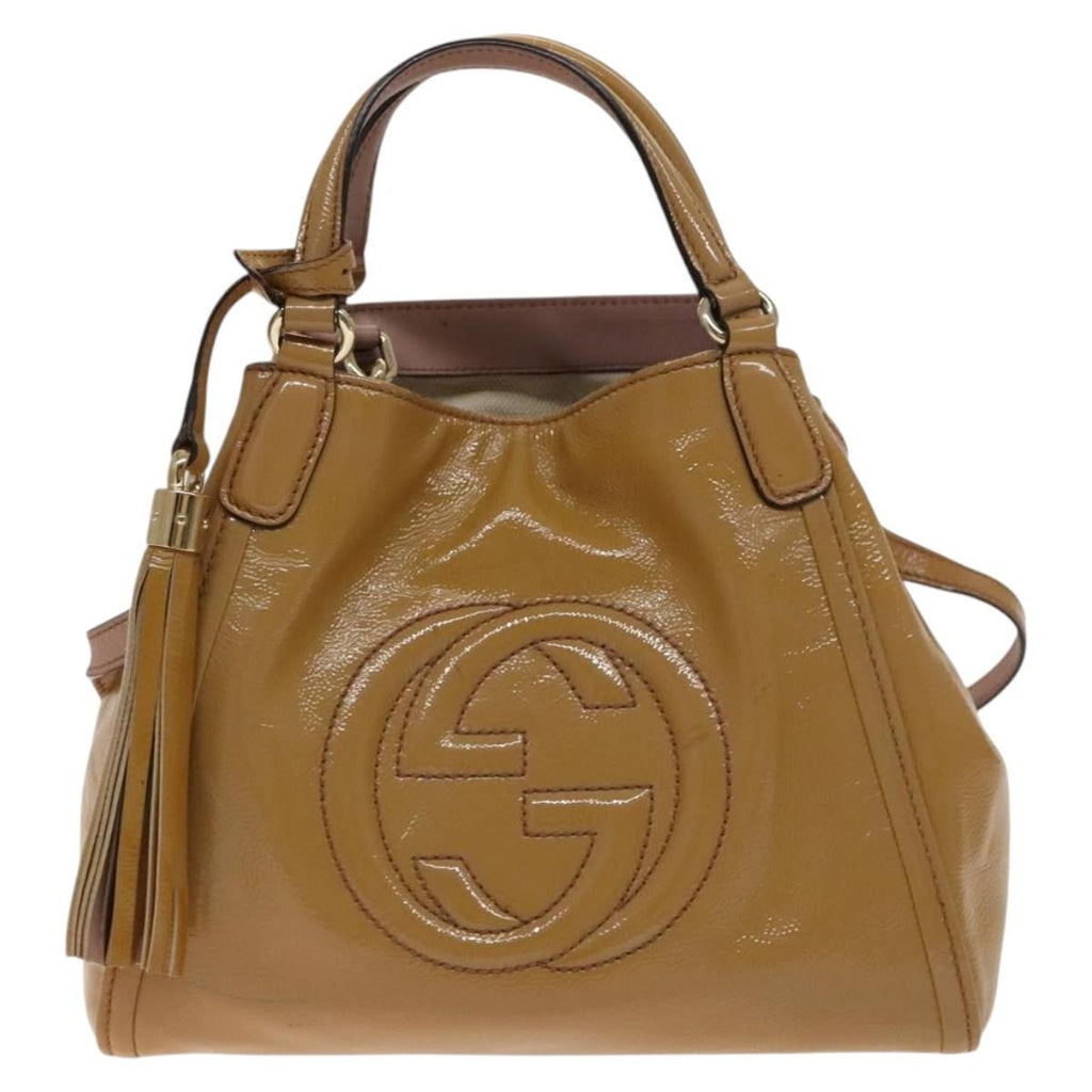 Gucci Soho Convertible Shoulder Bag Patent Beige Patent_Leather Shoulder Bag Bag (Pre-Owned)
