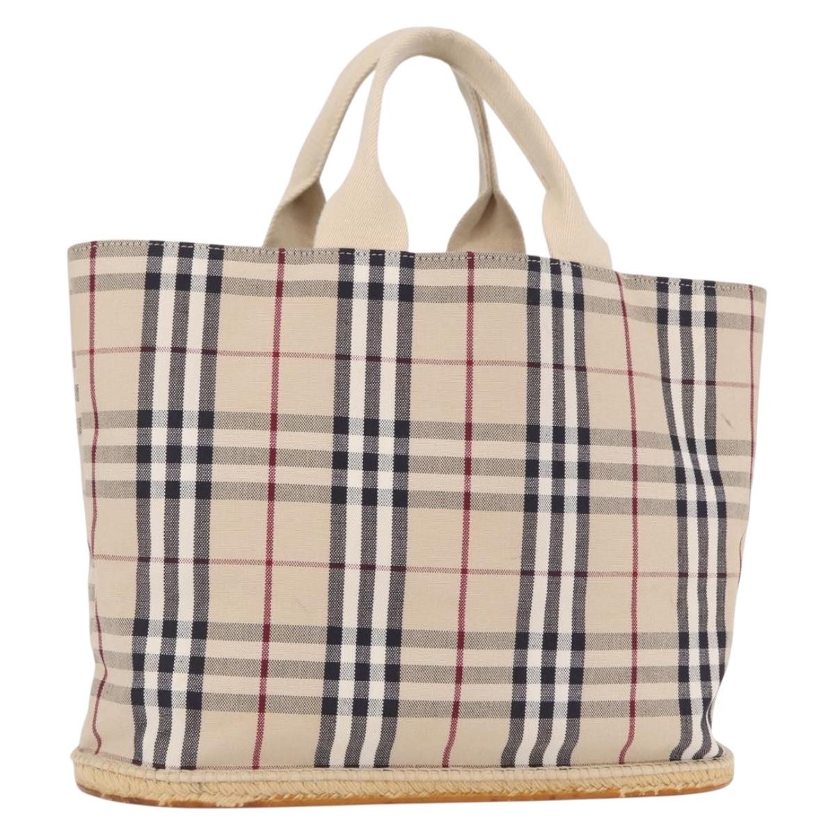 Burberry Nova Check Tote Canvas Check Pattern Beige Canvas Tote Bag