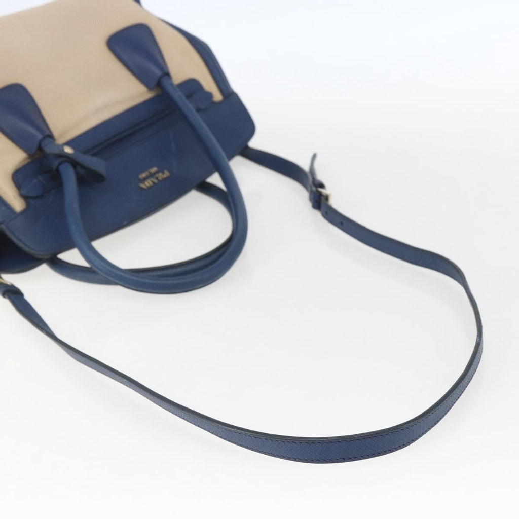 Prada Cuir Frame Convertible Tote Canvas And Saffiano Leather Beige Canvas Tote Bag Bag