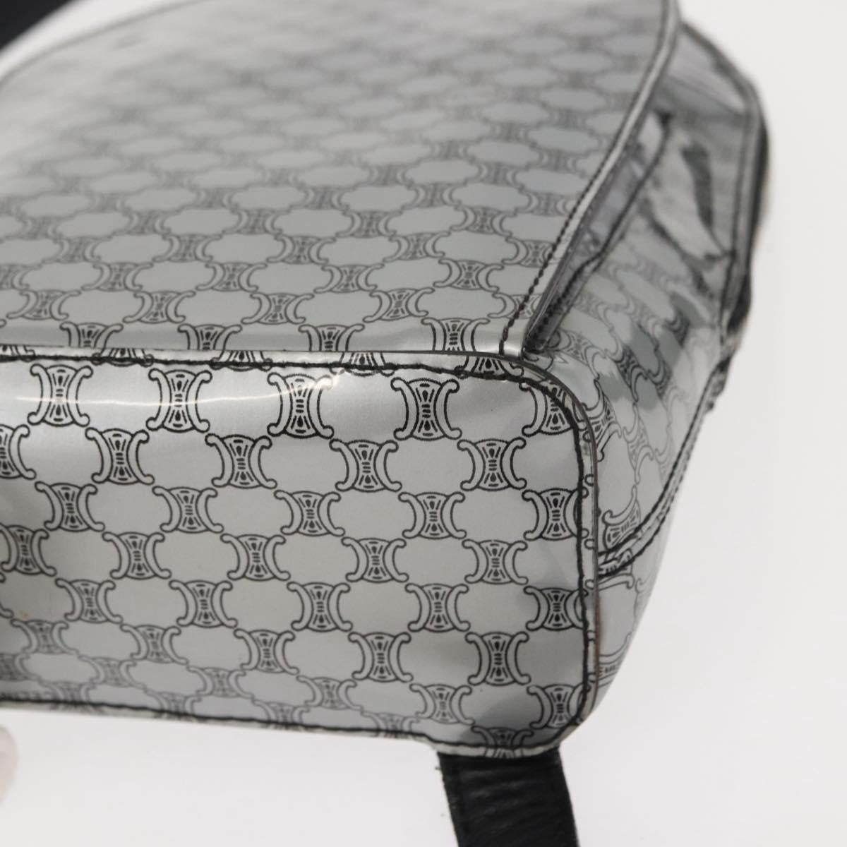 Celine Vintage Macadam Backpack Canvas And Leather Silver Pvc Backpack Bag