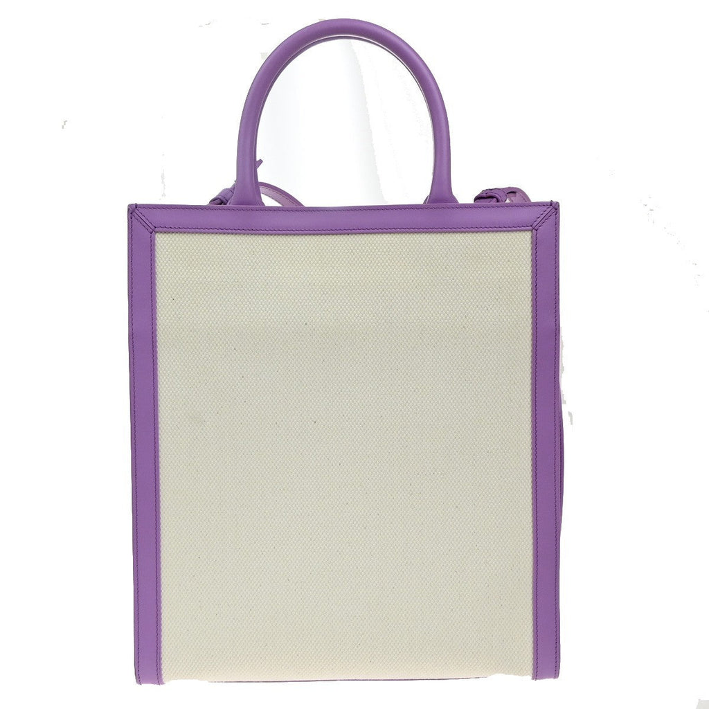 Celine Vertical Cabas Tote Canvas With Leather Purple Canvas Tote Bag Bag