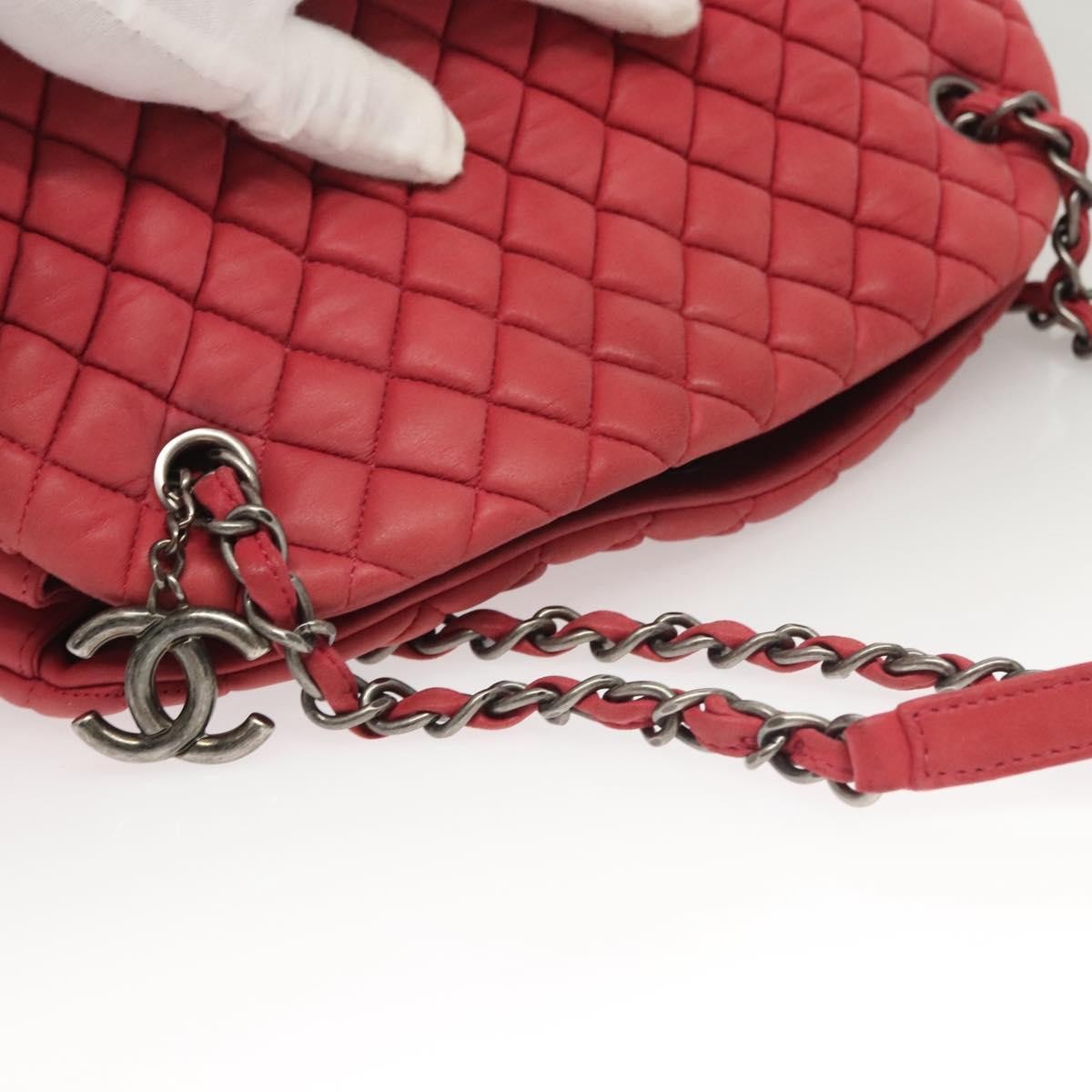 Chanel Matelasse Chain Shoulder Bag Leather Pink Leather Handbag