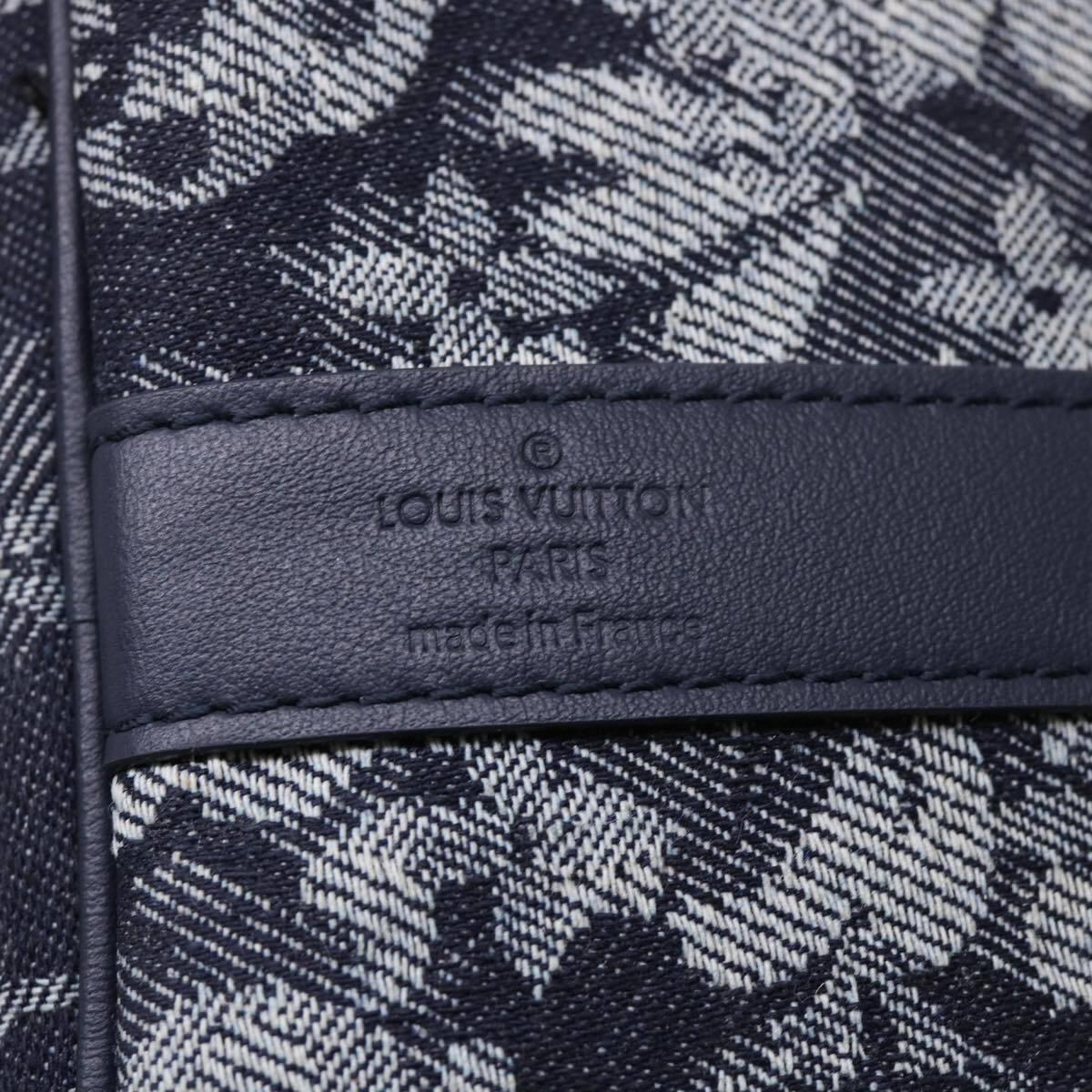 Louis Vuitton Keepall Bandouliere Bag Monogram Tapestry Canvas Navy Canvas Bag