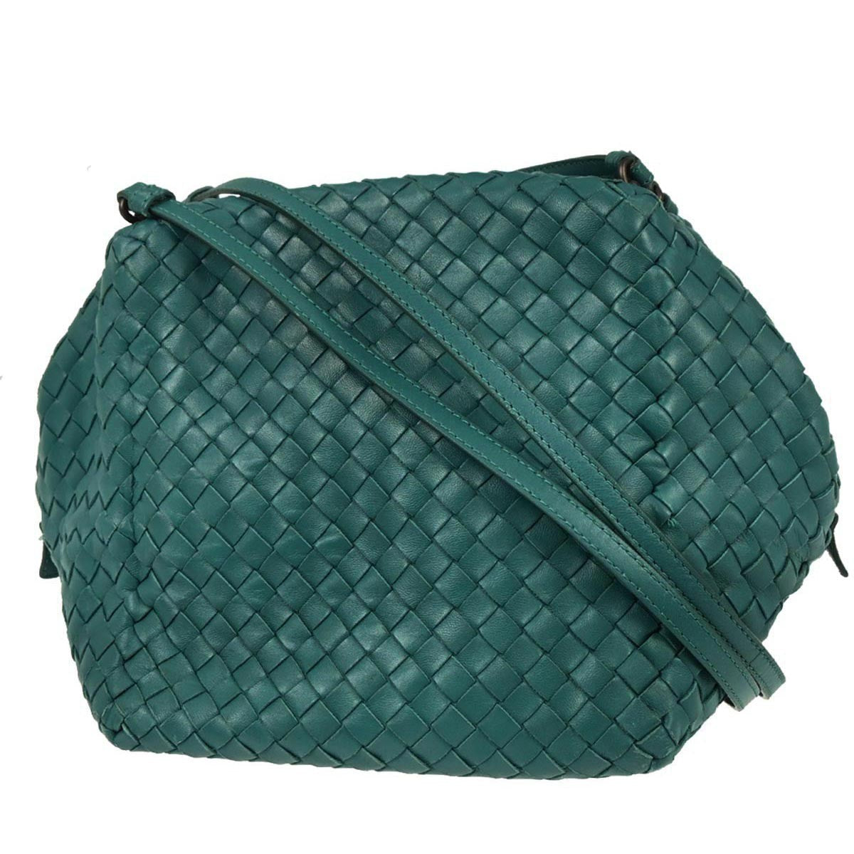 Bottega Veneta Zip Cube Messenger Intrecciato Nappa Green Leather Shoulder Bag Bag