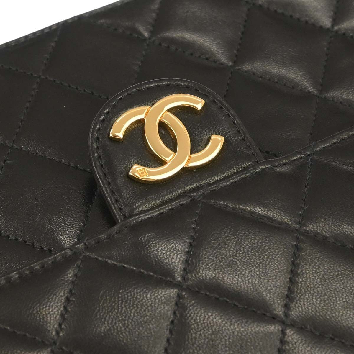 Chanel Flap Shoulder Bag Quilted Lambskin Black Leather Handbag