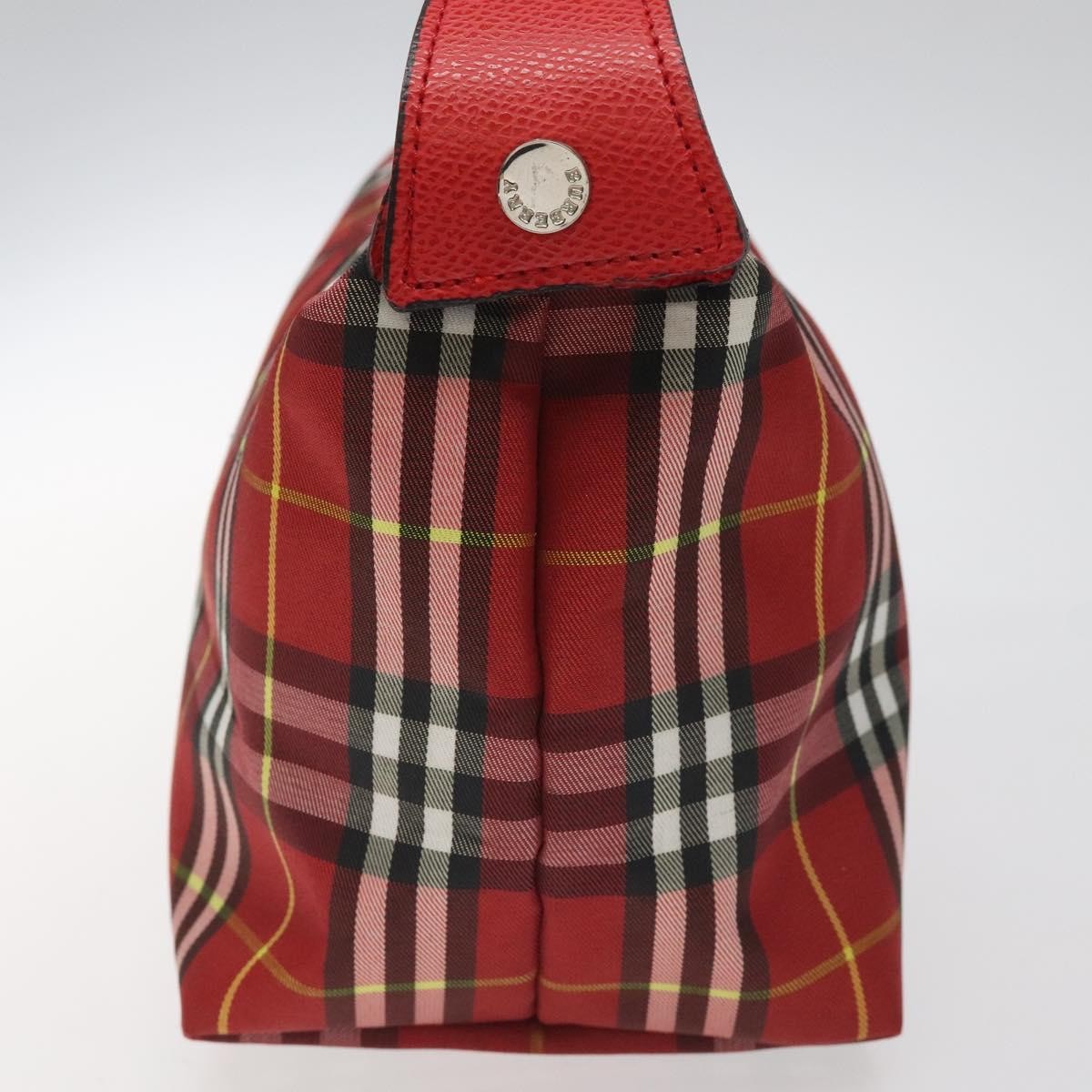 Burberry Nova Check Handbag Leather And Nylon Red Nylon Handbag