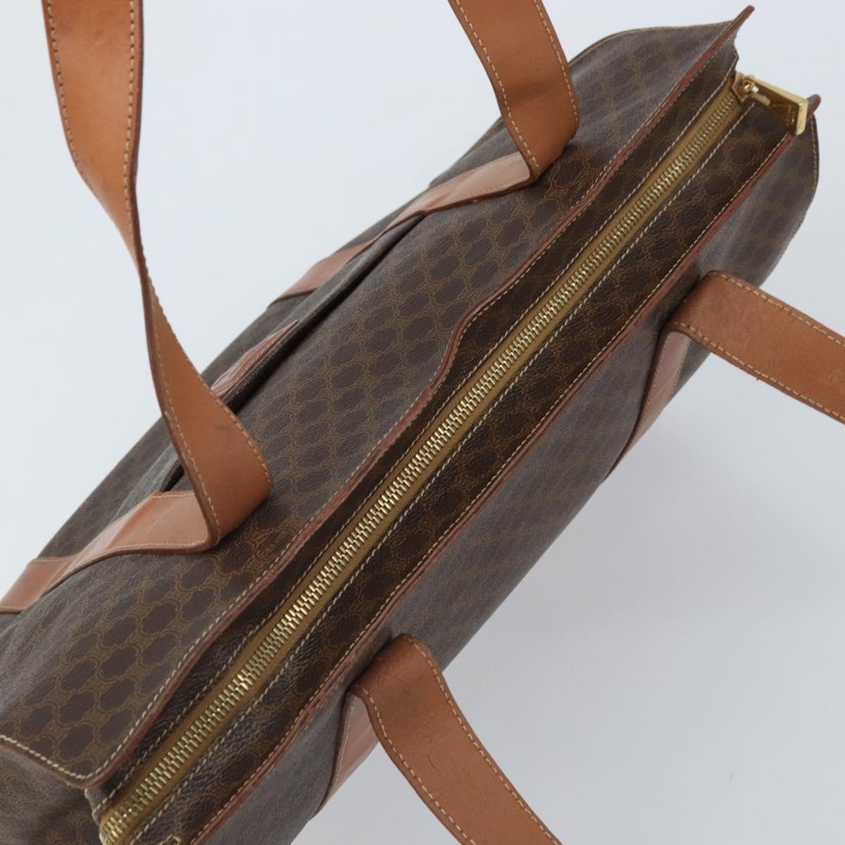 Celine Vintage Macadam Handbag Canvas And Leather Brown Canvas Tote Bag Bag