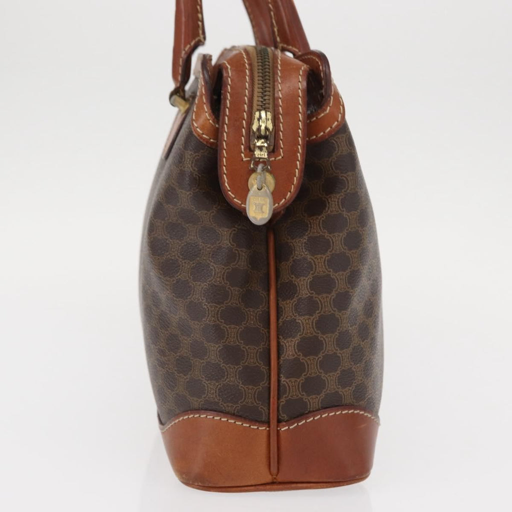Celine Vintage Macadam Handbag Canvas And Leather Brown Canvas Handbag