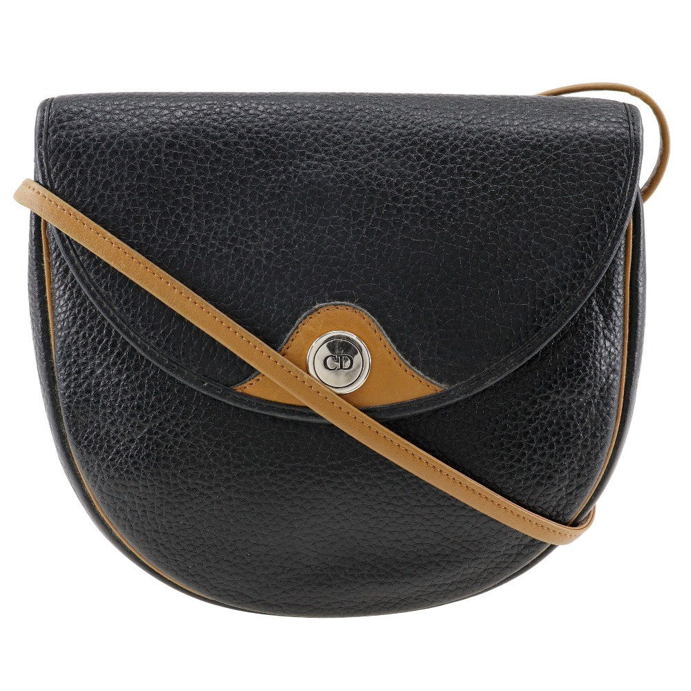 Christian Dior Cd Shoulder Bag Leather Black Leather Shoulder Bag Bag (Pre-Owned)