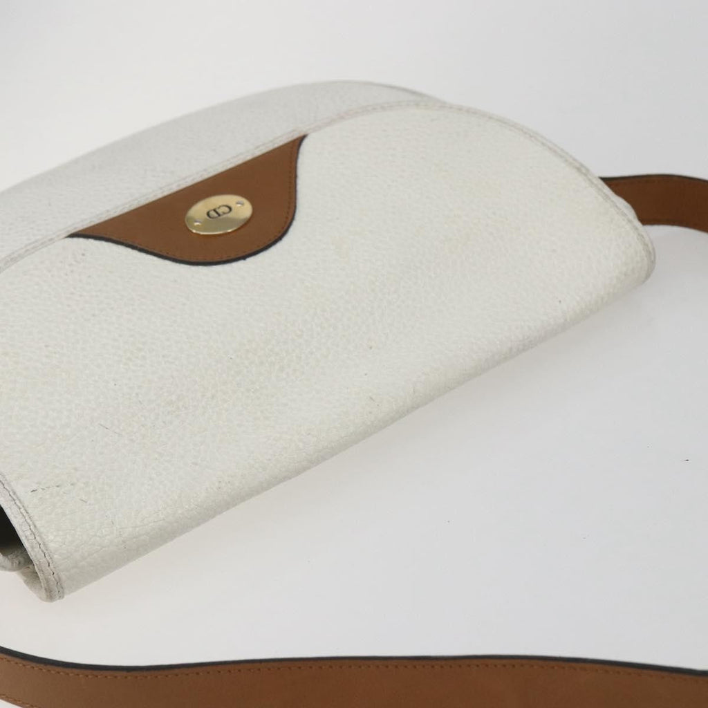 Christian Dior Vintage Shoulder Bag Leather White Leather Shoulder Bag Bag (Pre-Owned)
