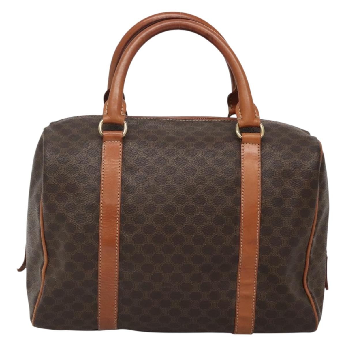 Celine Macadam Handbag Macadam With Leather Brown Canvas Bag