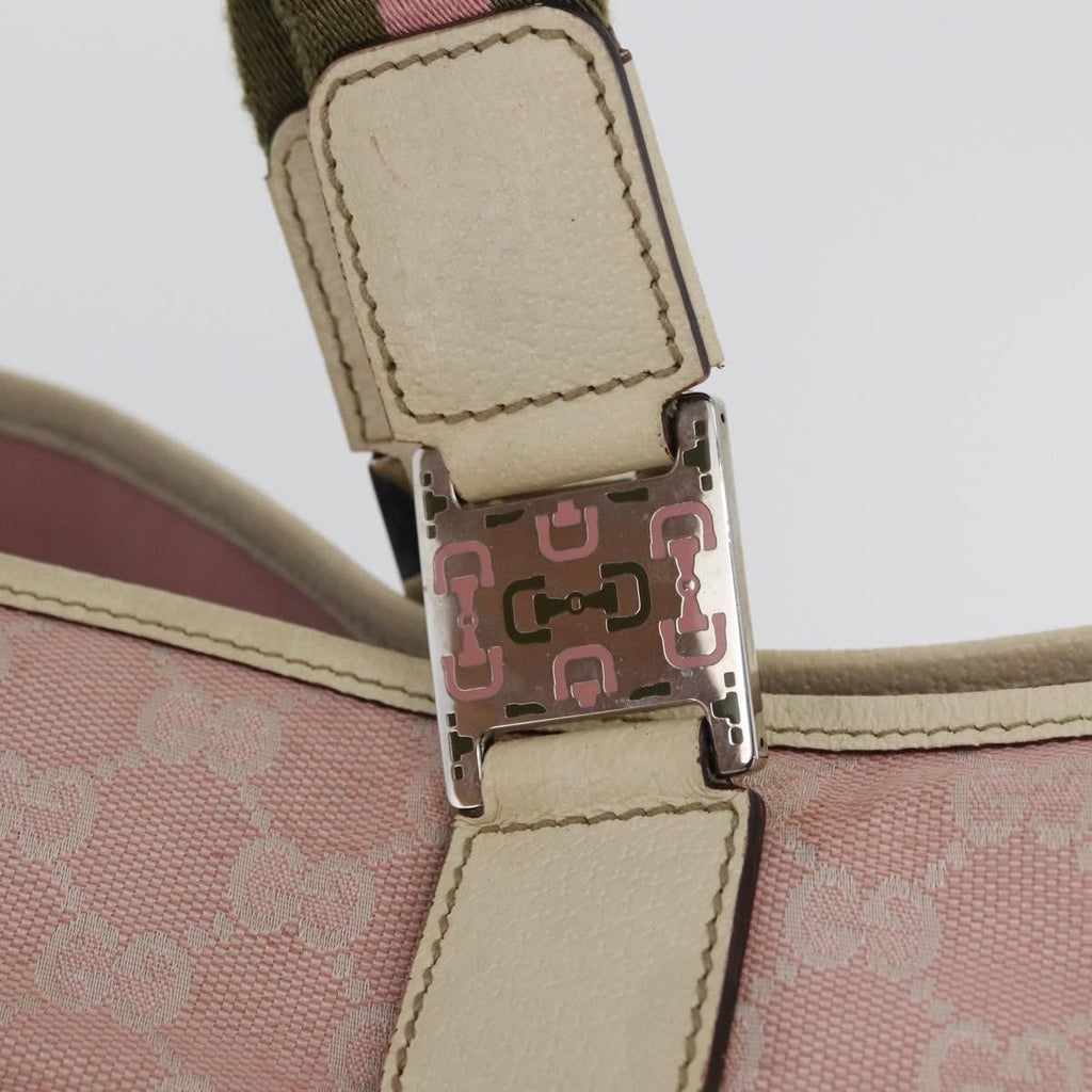 Gucci Web Handle Buckle Tote Gg Canvas Pink Canvas Tote Bag Bag (Pre-Owned)