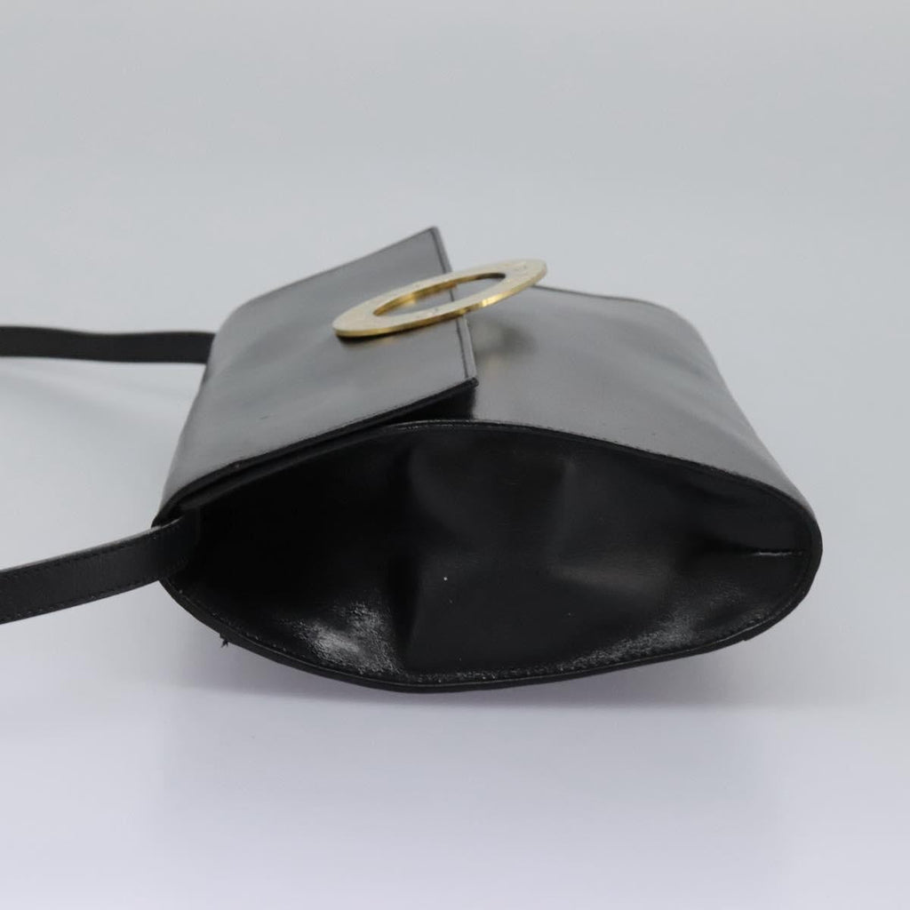 Celine Vintage Circle Logo Crossbody Bag Leather Black Leather Bag