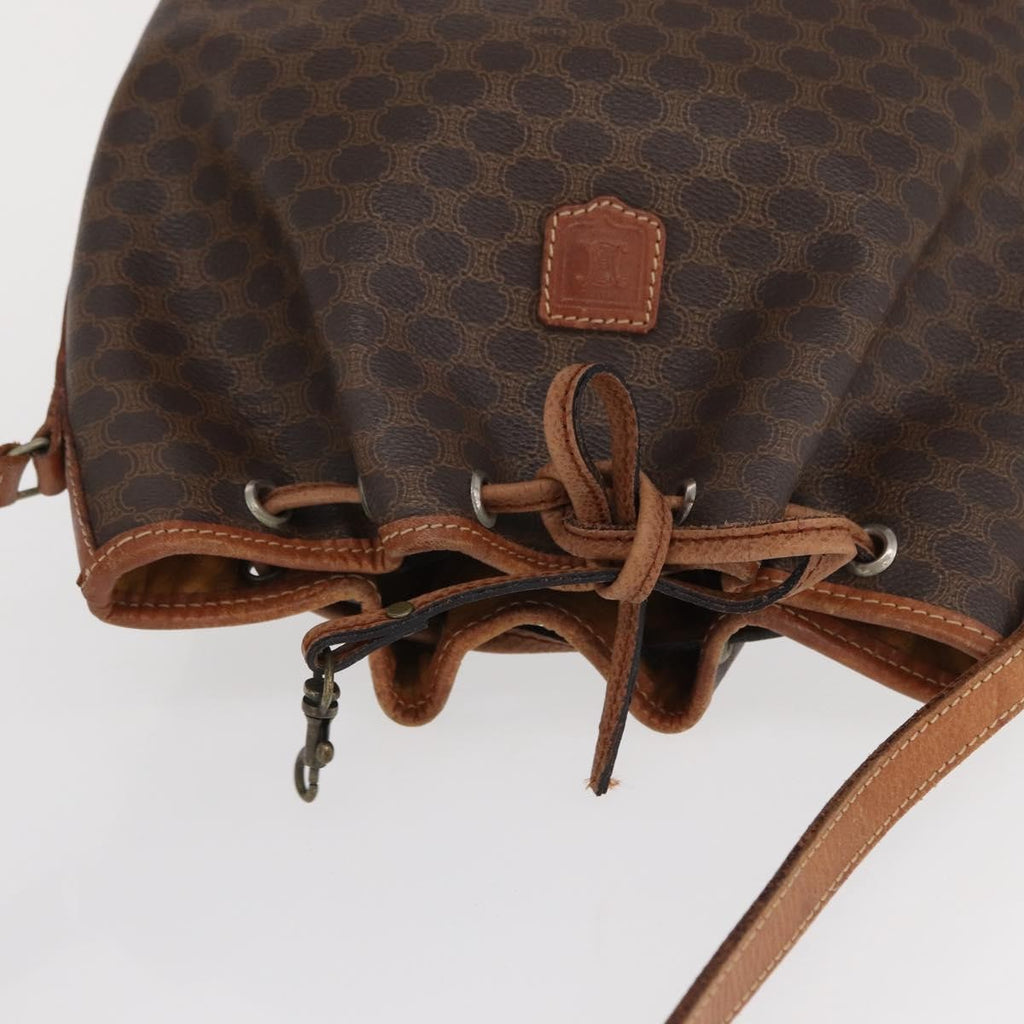 Celine Vintage Macadam Shoulder Bag Canvas And Leather Brown Canvas Shoulder Bag Bag