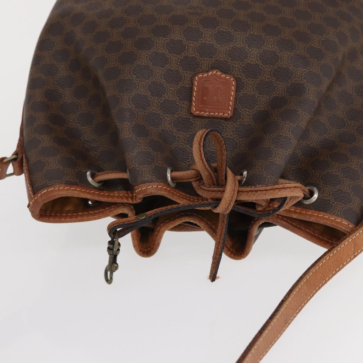 Celine Vintage Macadam Shoulder Bag Canvas And Leather Brown Canvas Shoulder Bag Bag