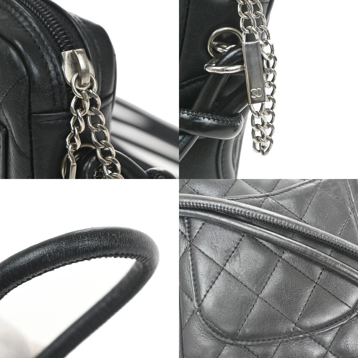 Chanel Cambon Pochette Quilted Leather Black Leather Shoulder Bag Bag