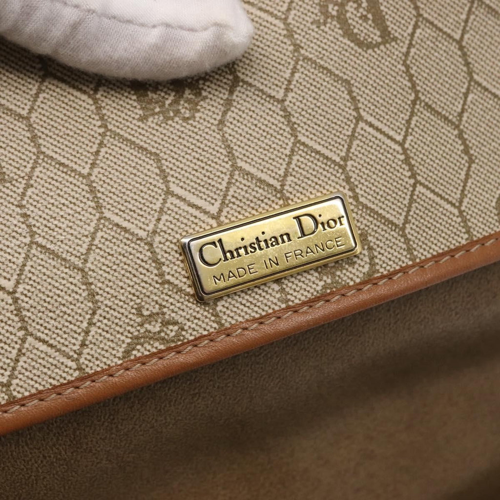Christian Dior Vintage Honeycomb Shoulder Bag Canvas And Leather Beige Canvas Shoulder Bag Bag (Pre-Owned)