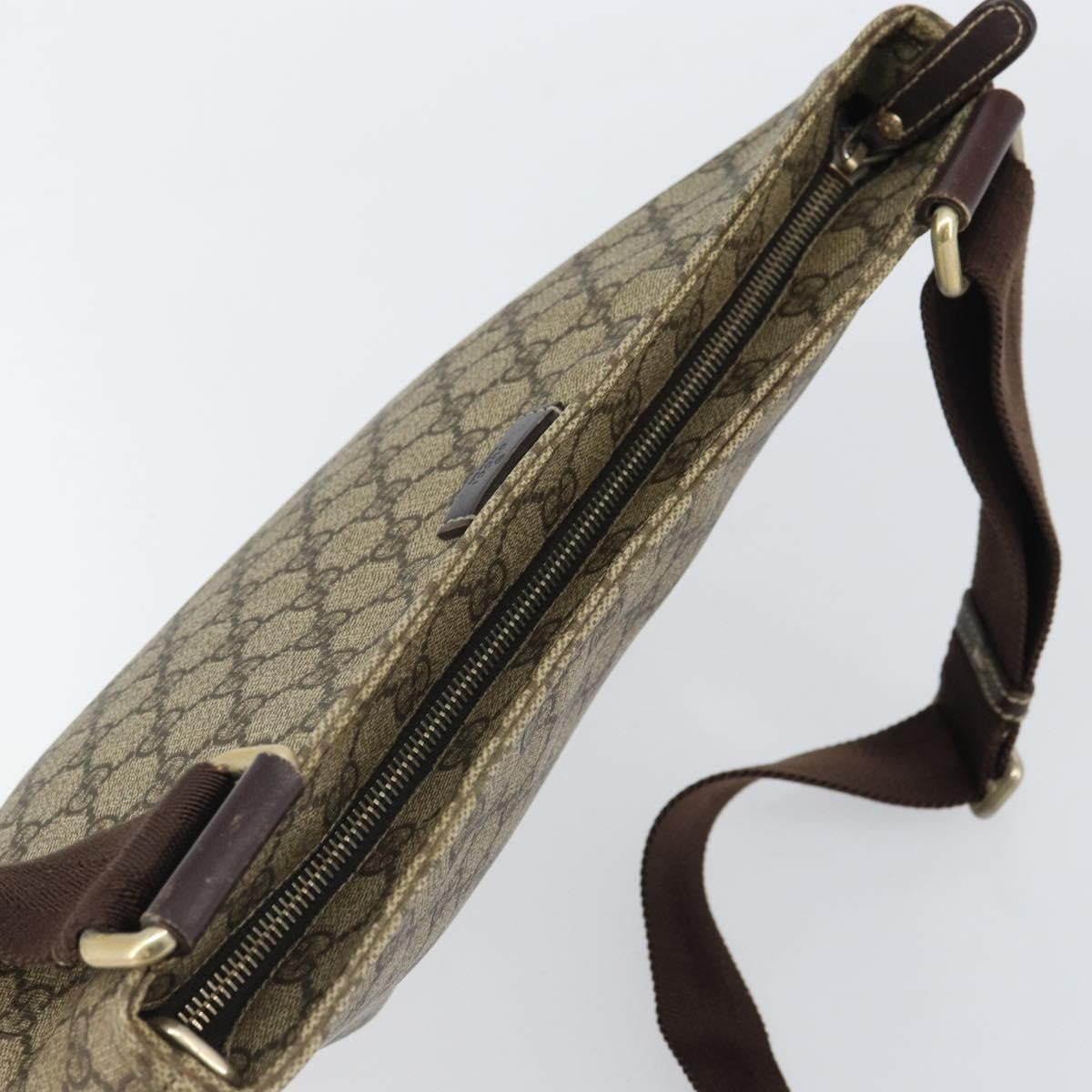 Gucci Zip Top Messenger Bag Gg Coated Canvas Beige Pvc Shoulder Bag Bag (Pre-Owned)