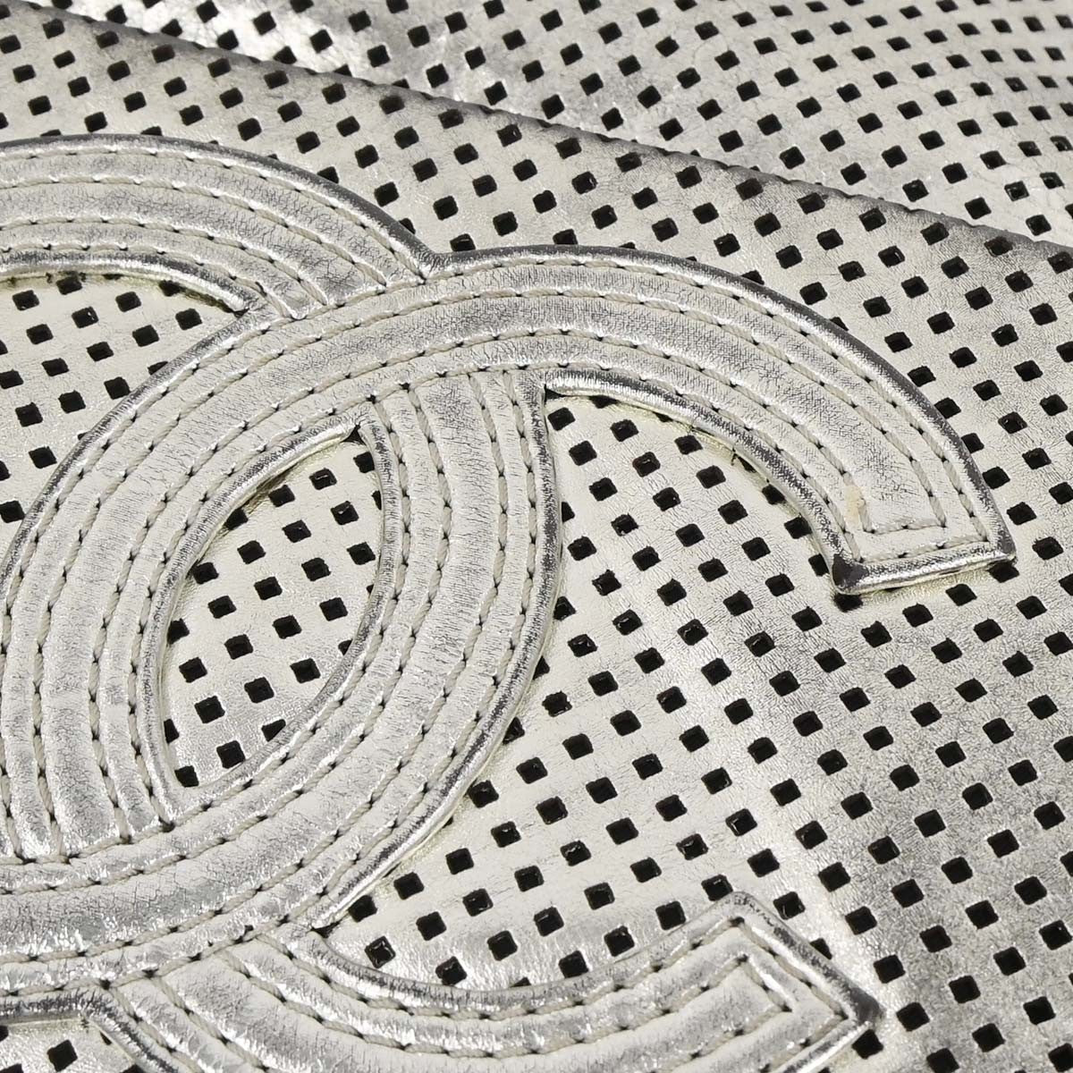 Chanel Chain Flap Bag Quilted Leather Silver Leather Shoulder Bag Bag