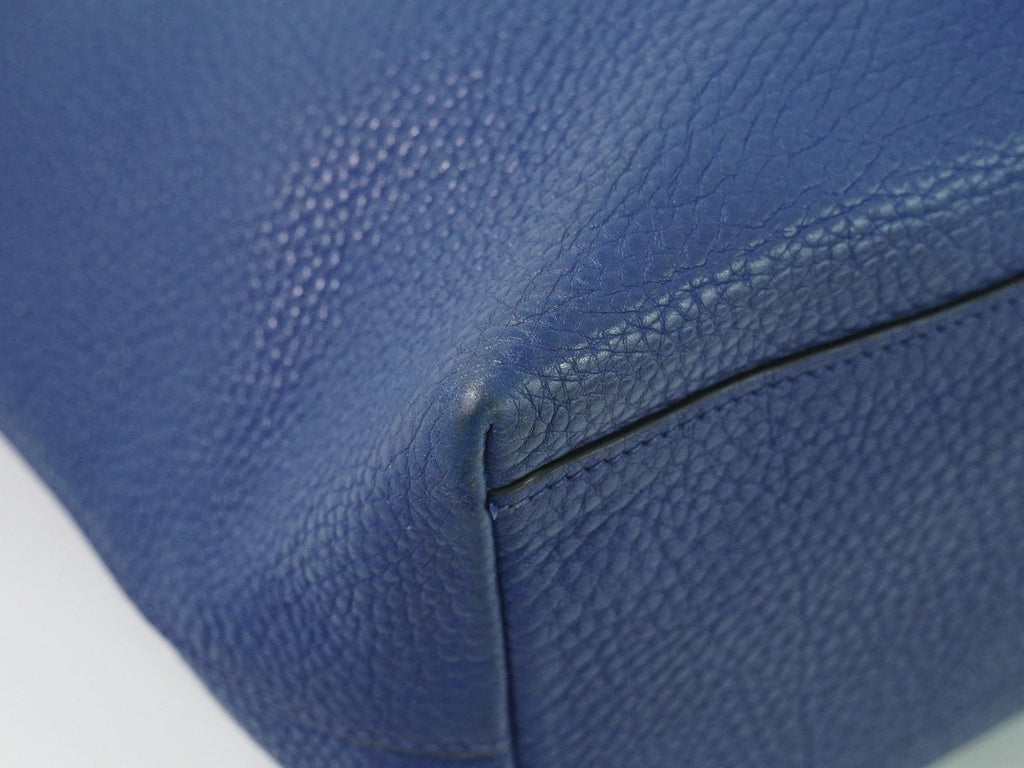 Prada Embossed Logo Open Tote Leather Blue Leather Tote Bag Bag