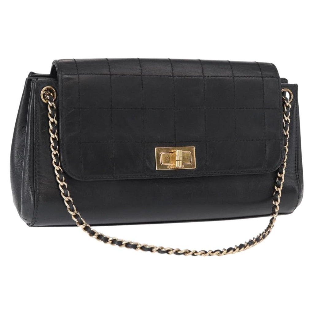 Chanel Chocolate Bar Accordion Reissue Flap Bag Quilted Lambskin Black Leather Shoulder Bag Bag