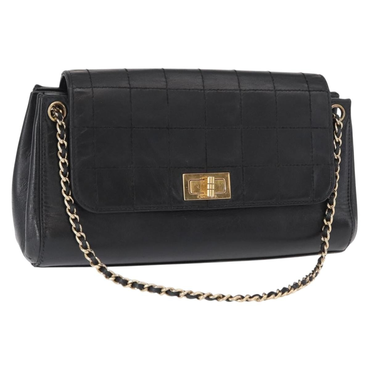 Chanel Chocolate Bar Accordion Reissue Flap Bag Quilted Lambskin Black Leather Shoulder Bag Bag