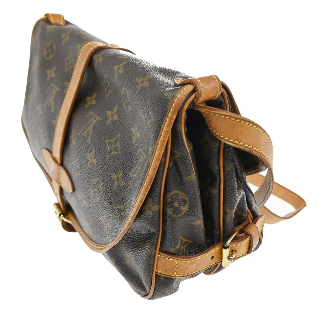 Louis Vuitton Saumur Handbag Monogram Canvas Brown Canvas Shoulder Bag