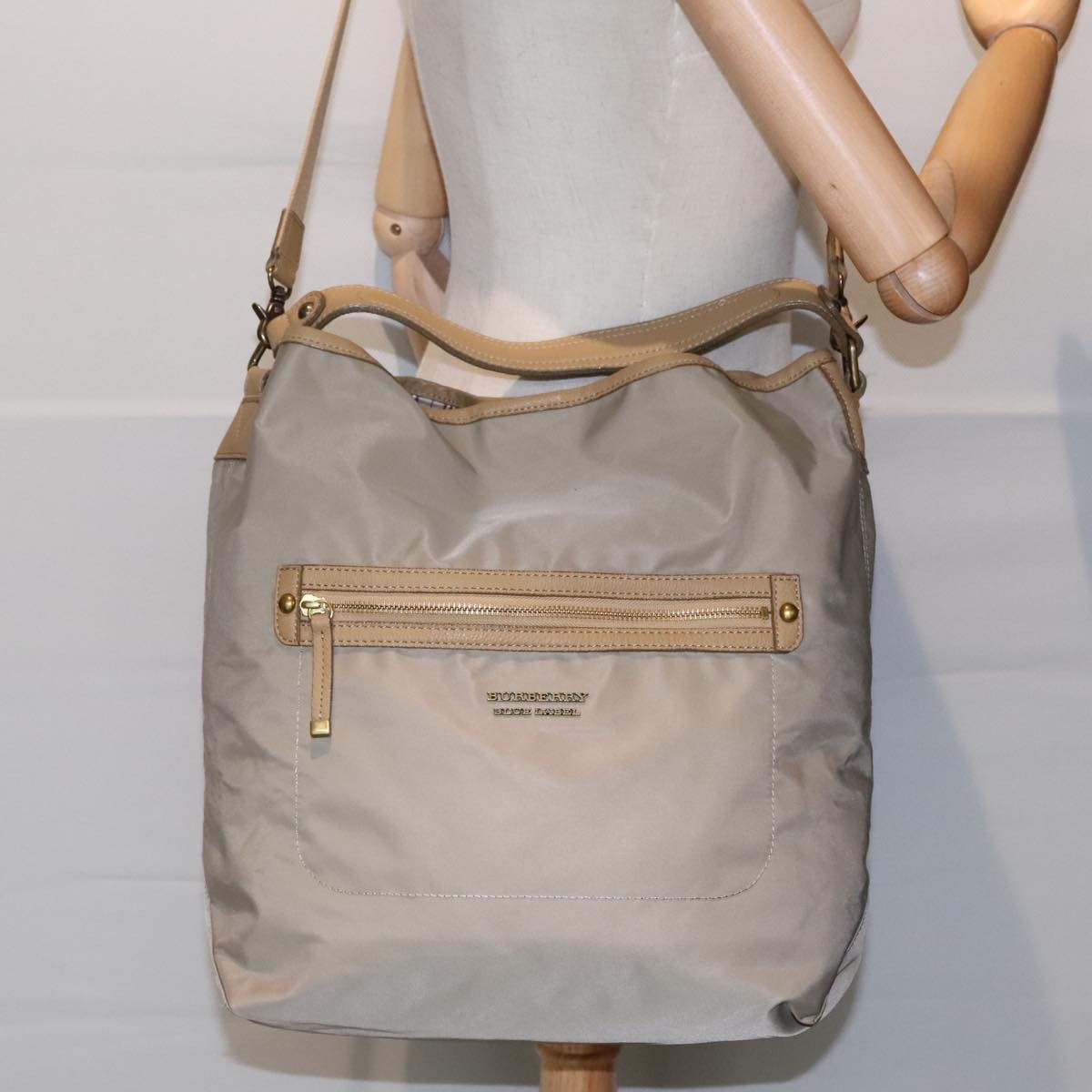 Burberry Blue Label Shoulder Bag Nylon Beige Nylon Shoulder Bag
