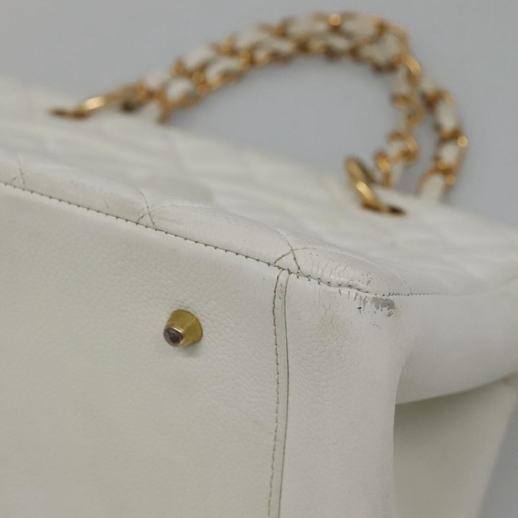 Chanel Vintage Grand Shopping Tote Quilted Caviar White Leather Bag