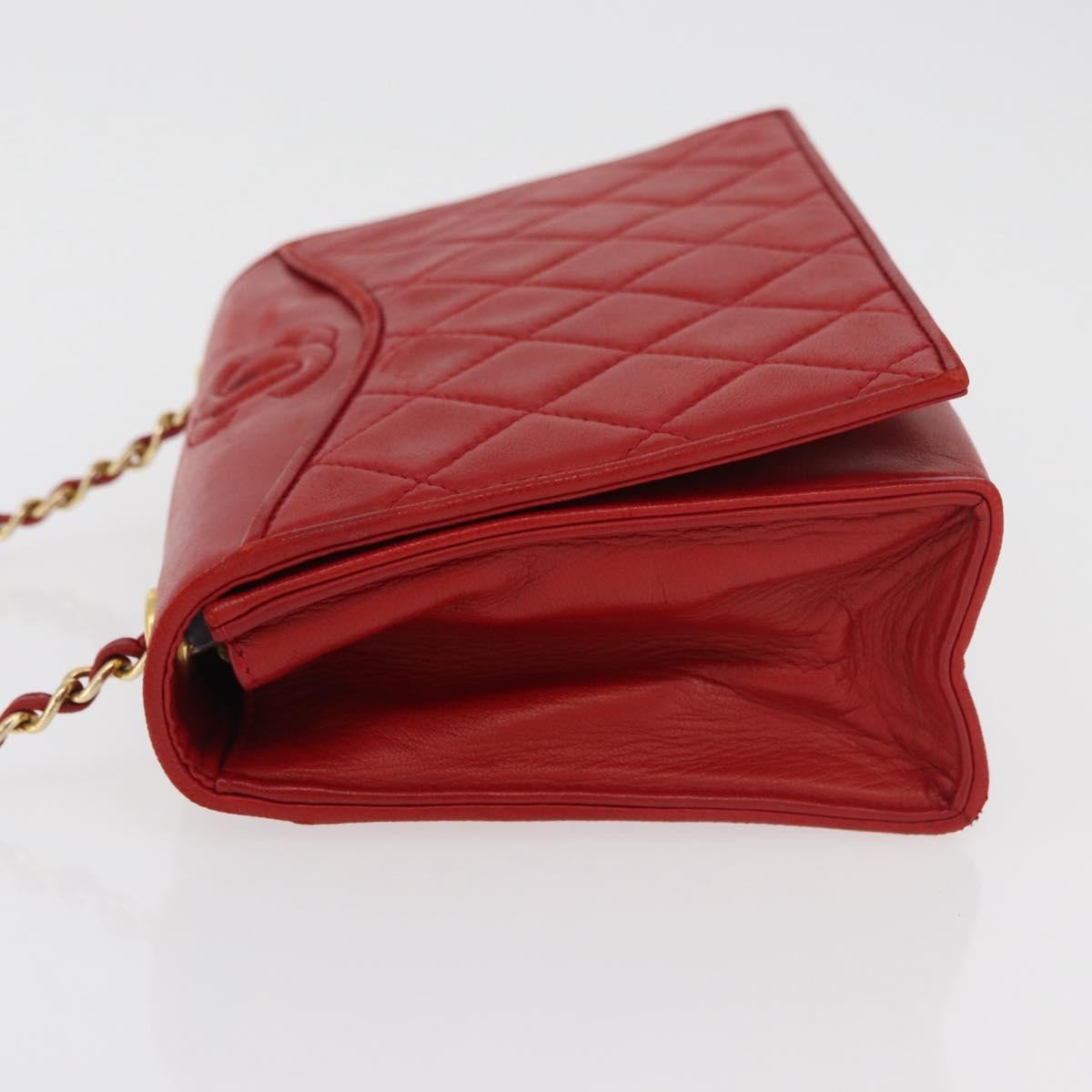 Chanel Vintage Cc Chain Full Flap Bag Quilted Leather Red Leather Shoulder Bag Bag