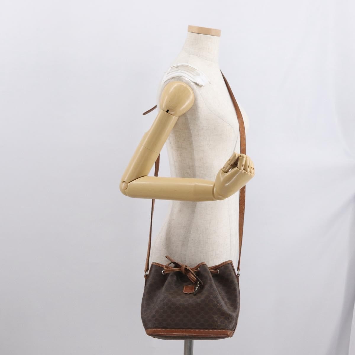 Celine Vintage Macadam Shoulder Bag Canvas And Leather Brown Canvas Shoulder Bag Bag