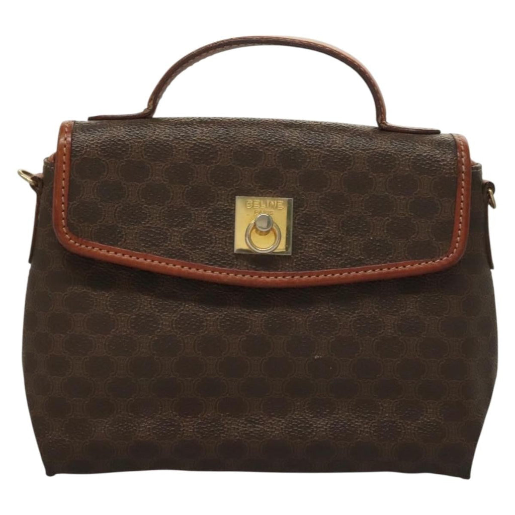 Celine Triomphe Vintage Handbag Macadam Canvas Brown Canvas Bag