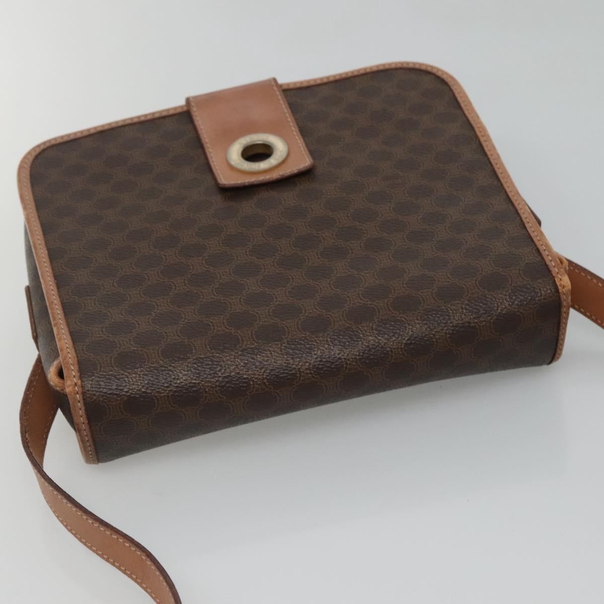 Celine Vintage Macadam Shoulder Bag Canvas And Leather Brown Canvas Shoulder Bag Bag