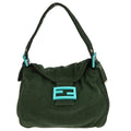 Fendi Vintage Flap Shoulder Bag Zucchino Canvas With Leather Green Canvas Handbag