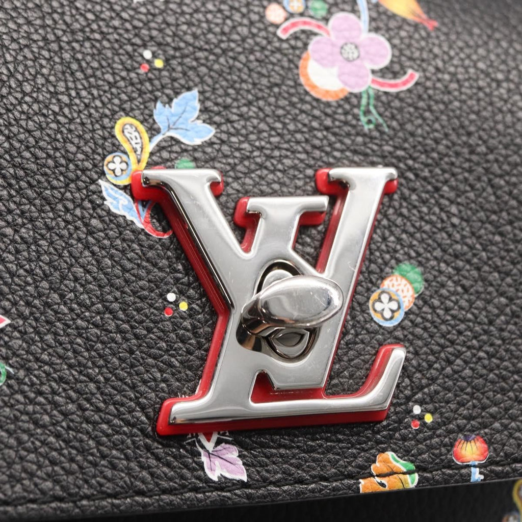 Louis Vuitton Lockme Backpack Floral Printed Leather Black Leather Backpack Bag
