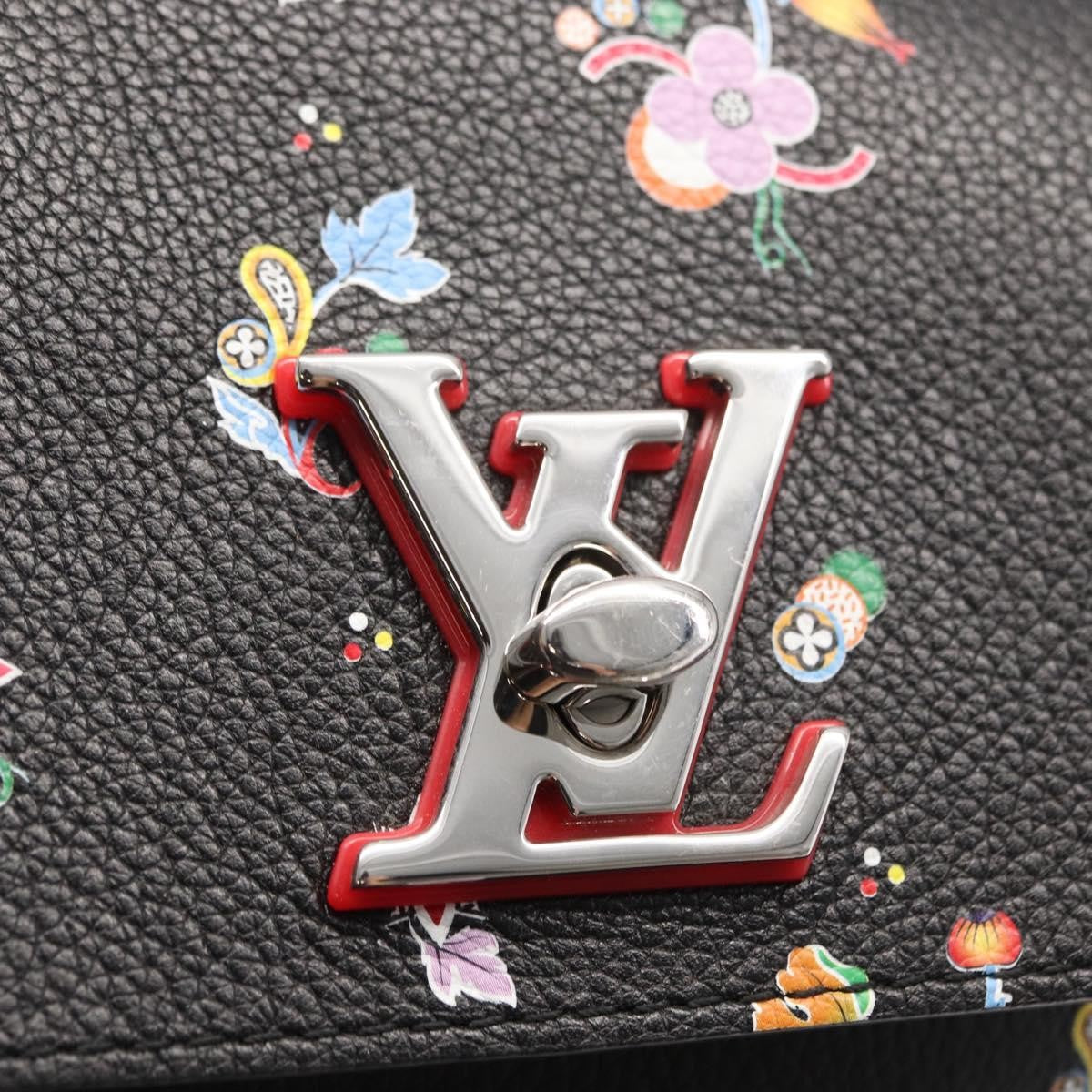 Louis Vuitton Lockme Backpack Floral Printed Leather Black Leather Backpack Bag