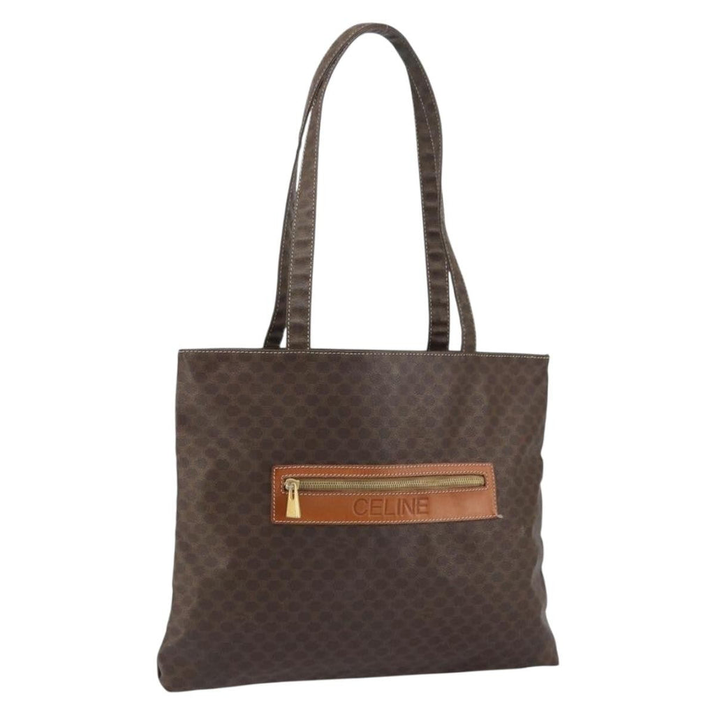 Celine Vintage Macadam Tote Bag Canvas Brown Canvas Tote Bag Bag