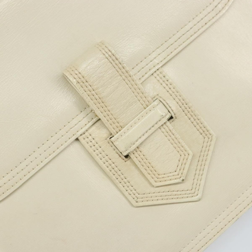 Saint Laurent Vintage Shoulder Bag Leather White Leather Shoulder Bag Bag (Pre-Owned)